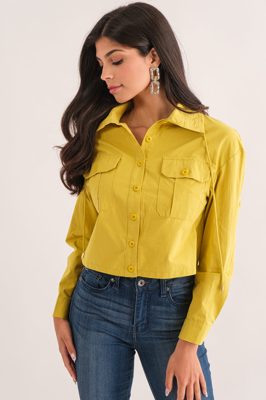 TCH9075-Long sleeve utility button up top