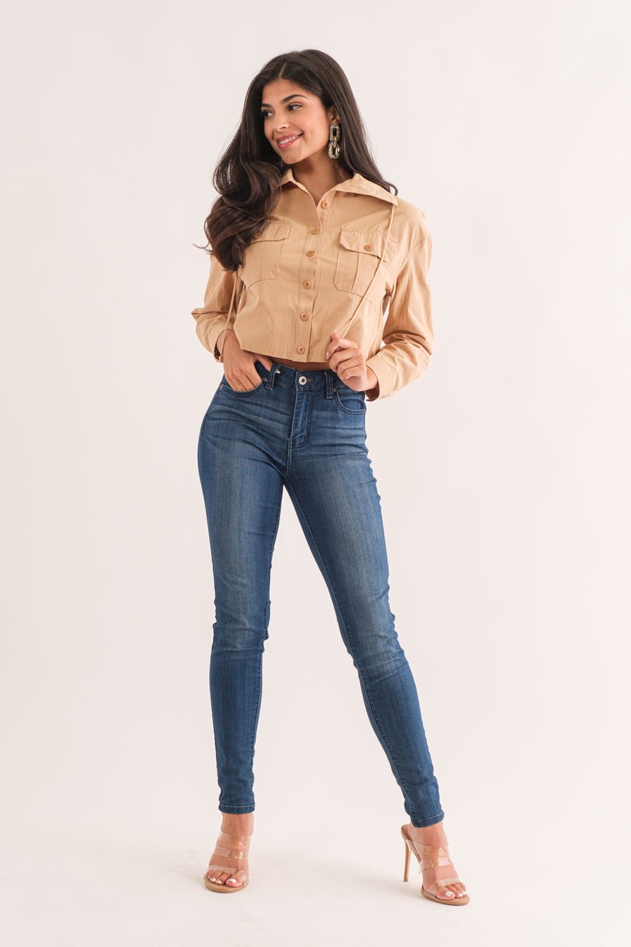 TCH9075-Long sleeve utility button up top